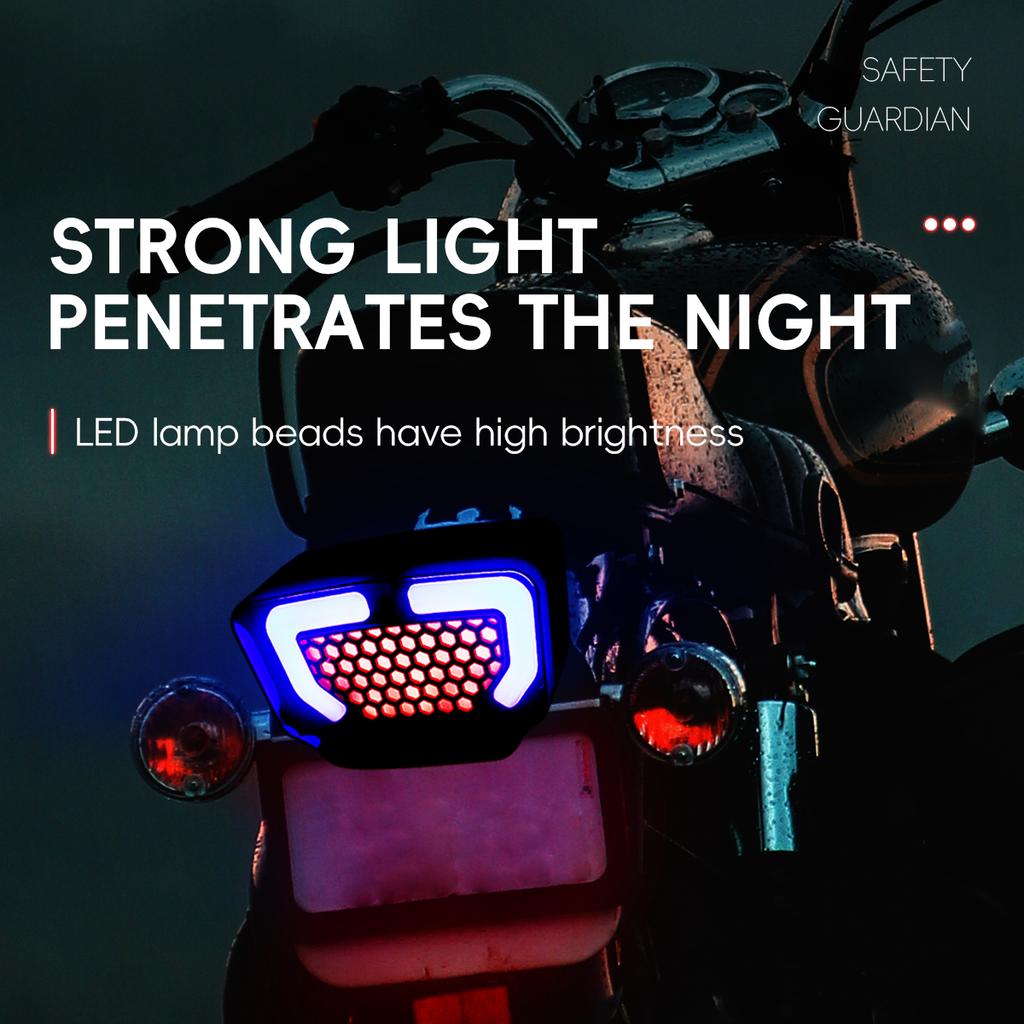 1PC Motorcycle LED Grid Tail Lamp Dynamic Flash Rear Light Motorcycle Signal Lights Integration Tail Lamp 12V Waterproof