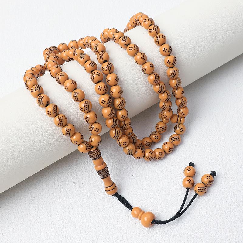 Handmade 8mm 99-Bead Imitation Wood Tasbih - Islamic Prayer Rosary