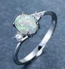 Sterling Silver Opal Ring with Geometric Design and Cubic Zirconia Accents Adjustable Band for Women and Girls