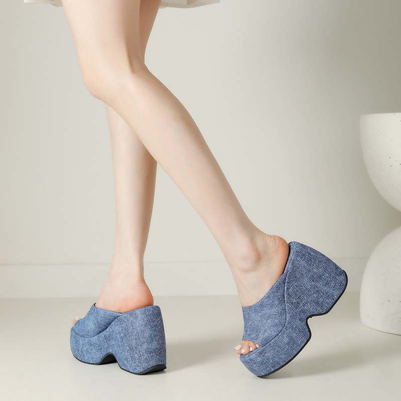 Krazing Pot Polyurethane Summer Size 43 Women Platform Super High Heels Women Peep Toe Waterproof Sandals