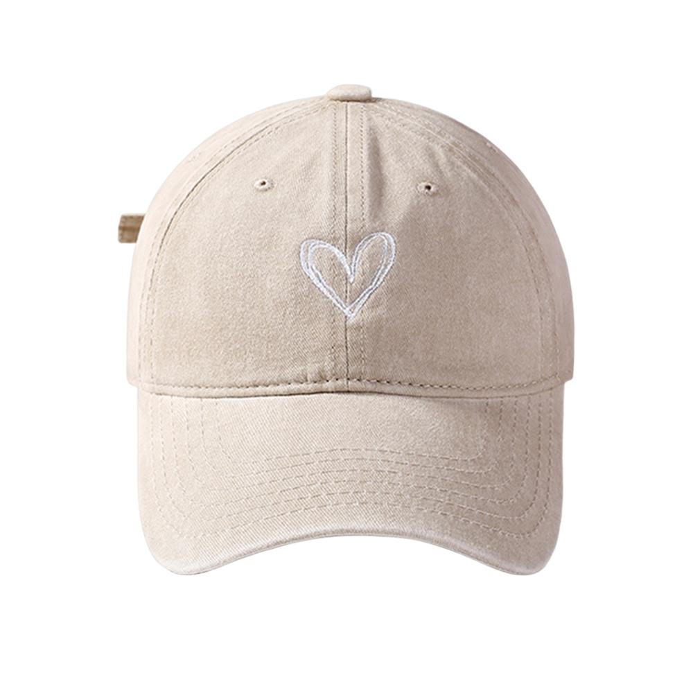 Versatile Peach Heart Embroidery Washed Old Spring And Summer Baseball Hat Women's Thin Couple Soft Top Cap Men's Tide