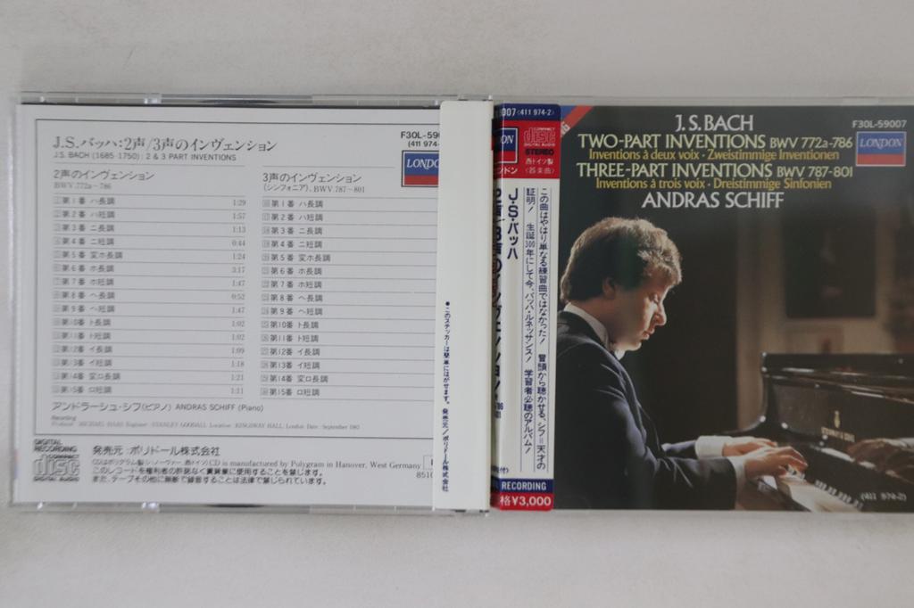 CD ANDRAS SCHIFF - J.s. Bach 2 & 3 Part Inventions F30L59007 LONDON Japan Obi Classical Used