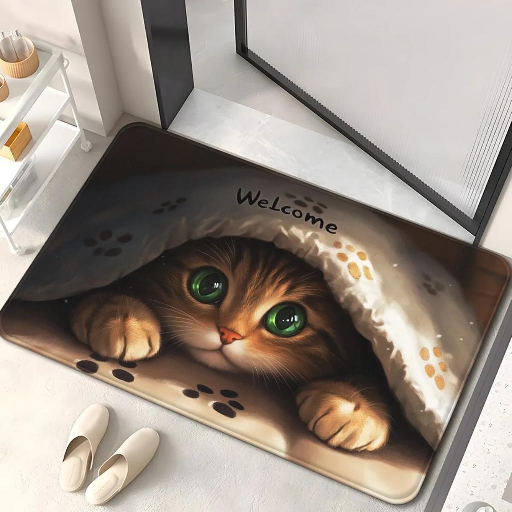 Welcome Entrance Door Mat Fun Cute Pet Pattern Carpet Living Room Dining Room Bathroom Decoration Rug Home Decoration