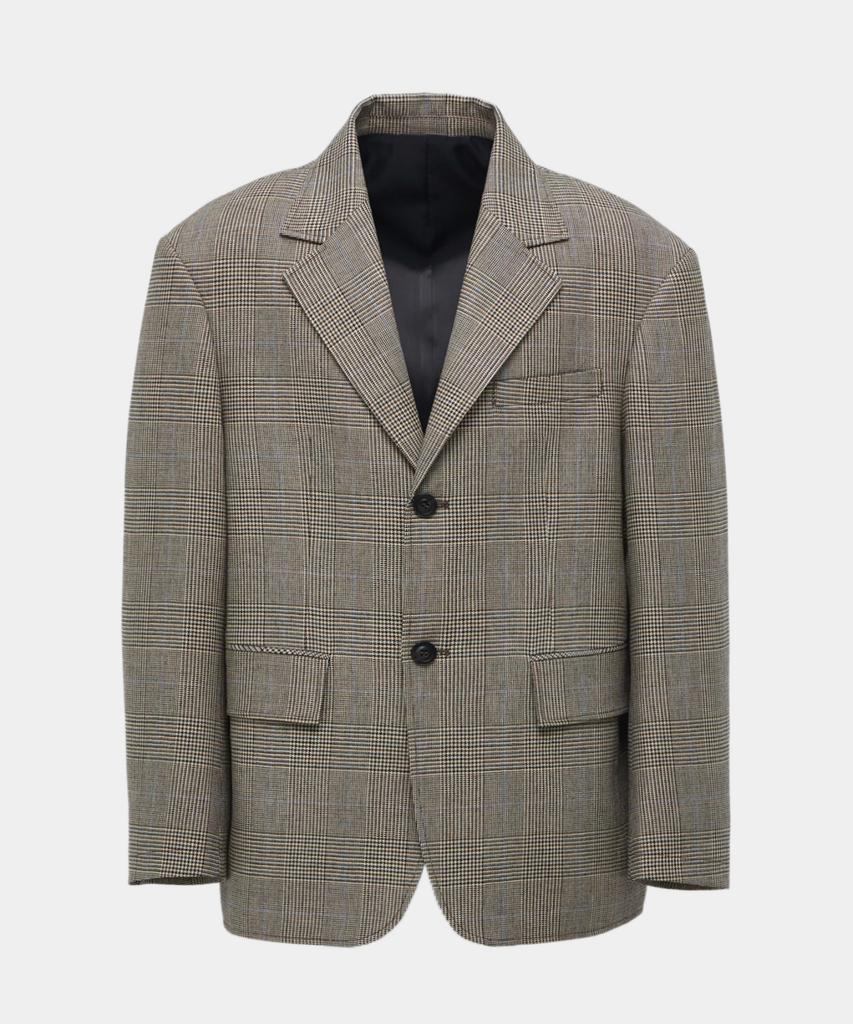 Coor Glen Check Wool Oversized Blazer (Beige Glen Check)