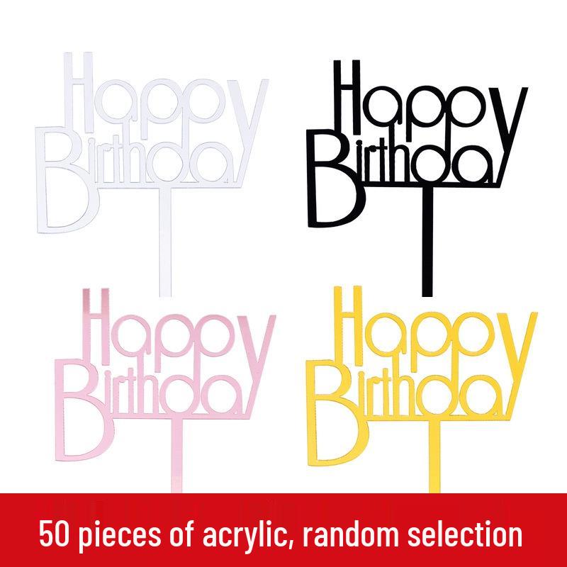 50-Pack Acrylic 'Happy Birthday' Cake Toppers - Popular Party Decorations with Free Shipping