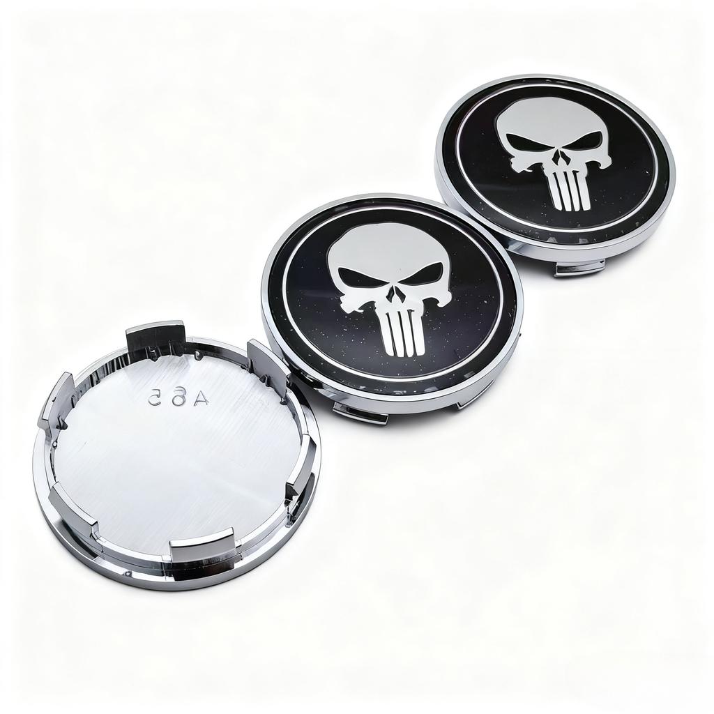 4pcs Skull Logo Emblem Car Wheel Center Caps 65MM Clips 59MM Rim Hubcaps Cover Skulls Badge Wheels Hub Dust Cap Car Accessories