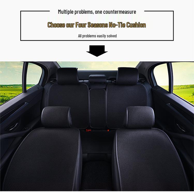 Popular Non-Slip Ice Silk Car Seat Cushion Set - Breathable, Cool, Free-tie, All Seasons
