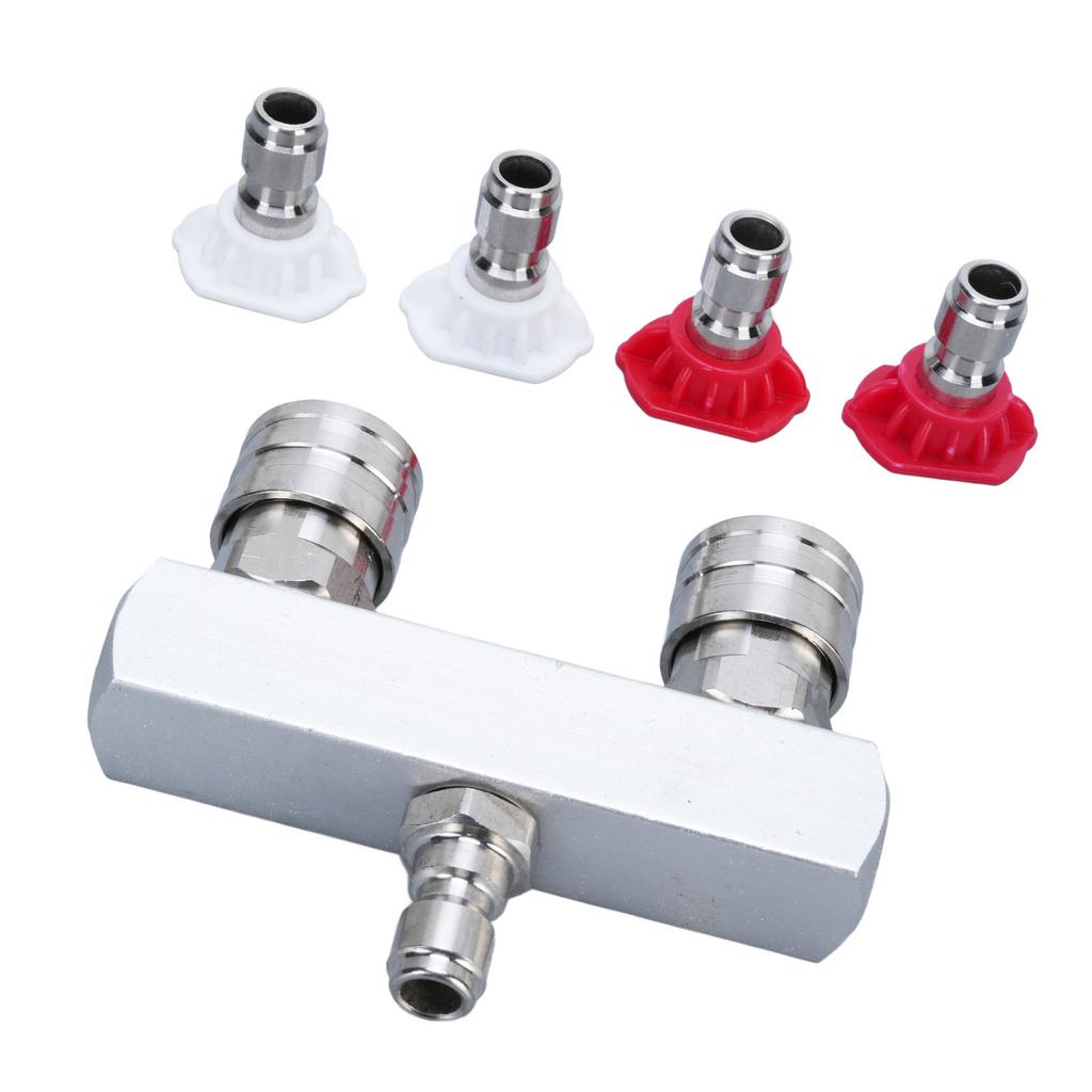 2 in 1 Hochdruckdüsenspitze Edelstahl Doppelreihe 1/4in Schnellanschluss Selbstverriegelnde Düse