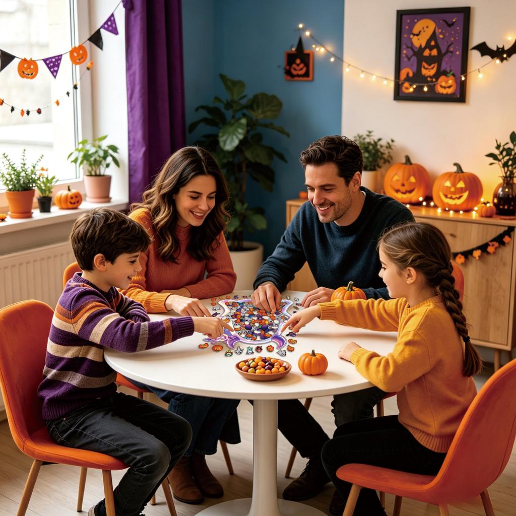 Halloween Wooden Puzzle Decor with, Shaped for Gift and Holiday Decoration