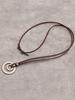 Vintage-Inspired Double Circle Alloy Pendant BrownLeather Chain Necklace with Adjustable Velvet Cord Bohemian Western Rustic Style
