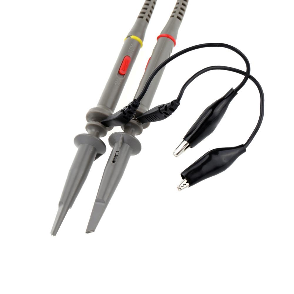 P6100 2Pcs High Precision Oscilloscope Probe 1X 10X 100MHz Alligator Clip Test Probe