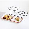 2 Tier Serving Tray Mini Cake Cupcake Stand with Rack for Wedding Buffet Red