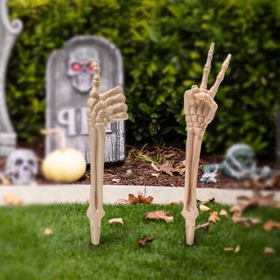 Halloweenská dekorace kostry k zapíchnutí Realistický design kostí kostry Snadná instalace Strašidelná ruka a paže s kolíky do trávníku