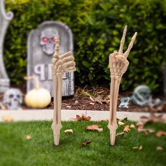 Halloween Skeleton Stake Decoration Realistic Skeleton Bones Design Easy To Install Creepy Hand Arm with Lawn Stakes