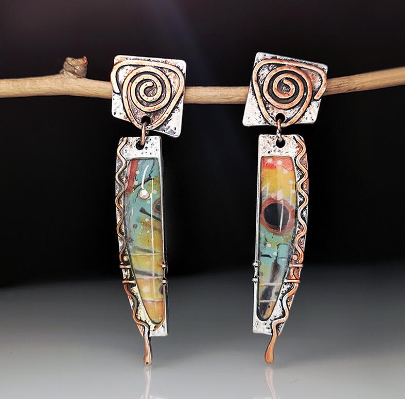 European Creative Two-Tone Retro Glaze Earrings - New Exaggerated Design