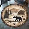Round Bear Rug, Cabin House Rug, Bear Rug, Bear Carpet, Cabin Nature Animals Round Rug, Bear Round Rug, Round Wildlife Rug