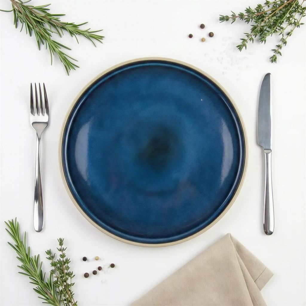 CERAMIC DINNER PLATE 1 pc. NAVY BLUE SET FOR SERVING DISHES 26.5 CM