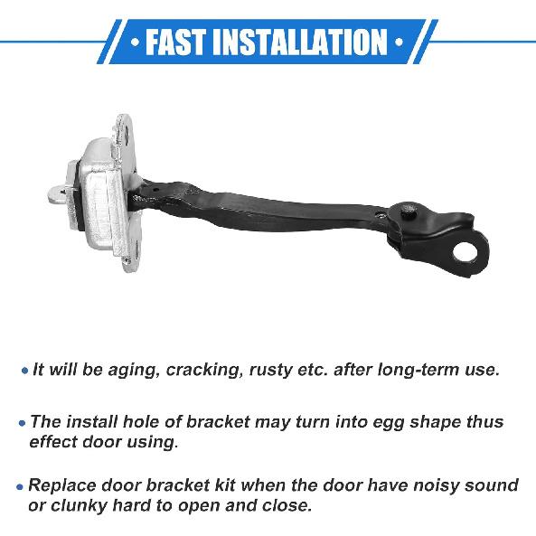 2 Pcs Door Check Stop Strap No.80430ZX60A/80430JA000/80430ZN51A for Nissan Altima 2007-2012, Durable Metal Silver Tone Front