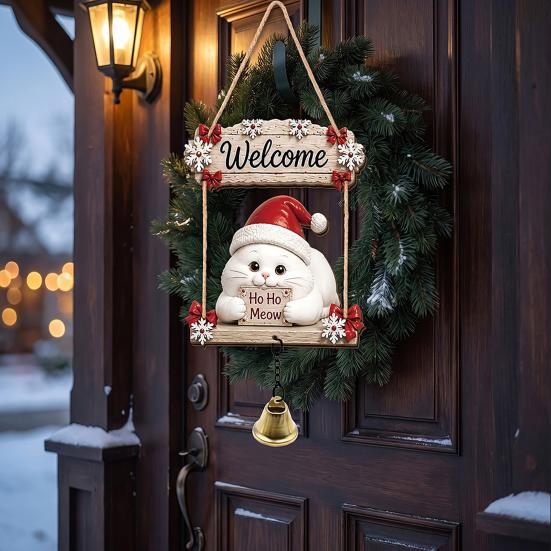 Welcoming Gift for Gardeners Wooden Gnome Door Hanger with Bell, Country Garden Welcome Sign Outdoor Hanging Swing Wall Plaque, Farmhouse Ornament