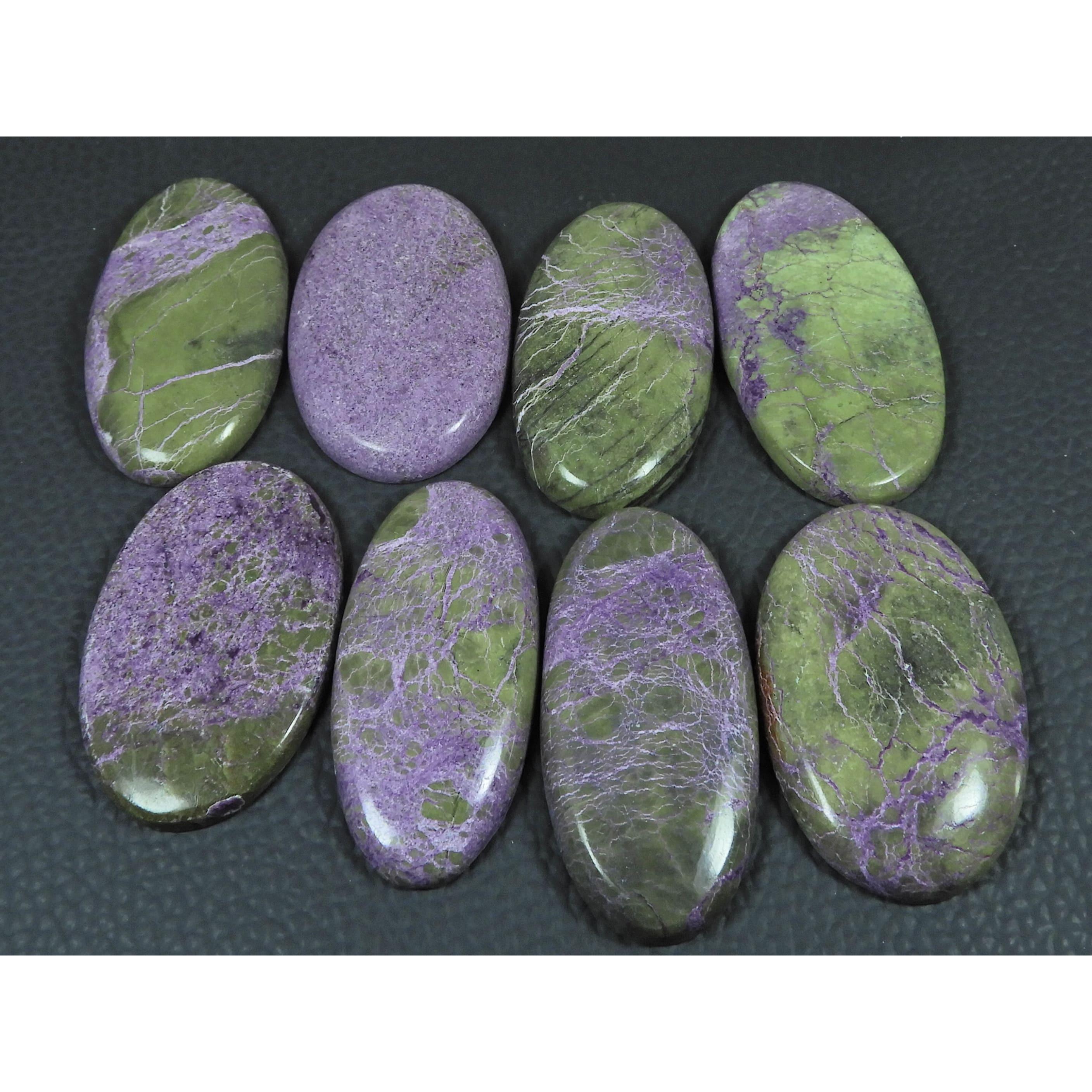 08Pcs Natural Stichtite Oval Shape Cabochon Loose Gemstone 315Cts. Lot C-2997