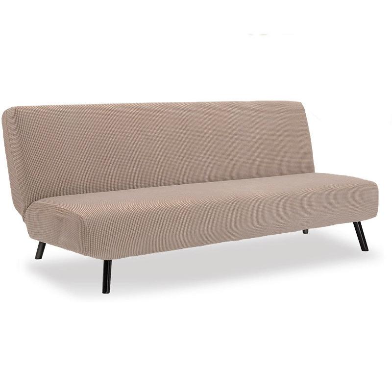 

Armless Folding Sofa Cover Full Coverage Fabric Couch Cover Stain Resistant Solid Color Elastic Polyester Seat Protector S 110-160CM хаки