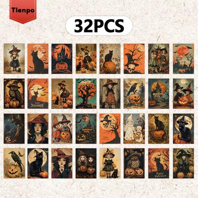 32 Pcs of Halloween Postcards 3.94x5.7 Inches Christmas Cards, Message Cards, Vintage Postcards, Halloween Cards