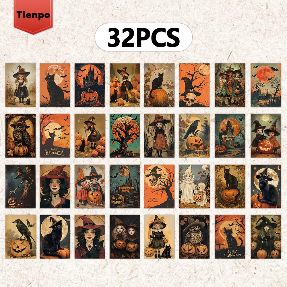 

32 pcs of Halloween Postcards 3.94x5.7 inches Christmas Cards, Message Cards, Vintage Postcards, Halloween Cards
