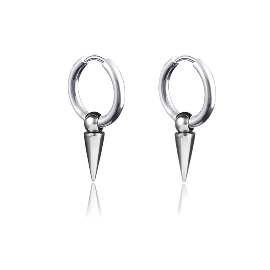 New Punk Stainless Steel Chain Hoop Earrings For Women Men Trendy Goth Pop Hip Hop Pendants Ear Jewelry Accessories Earring