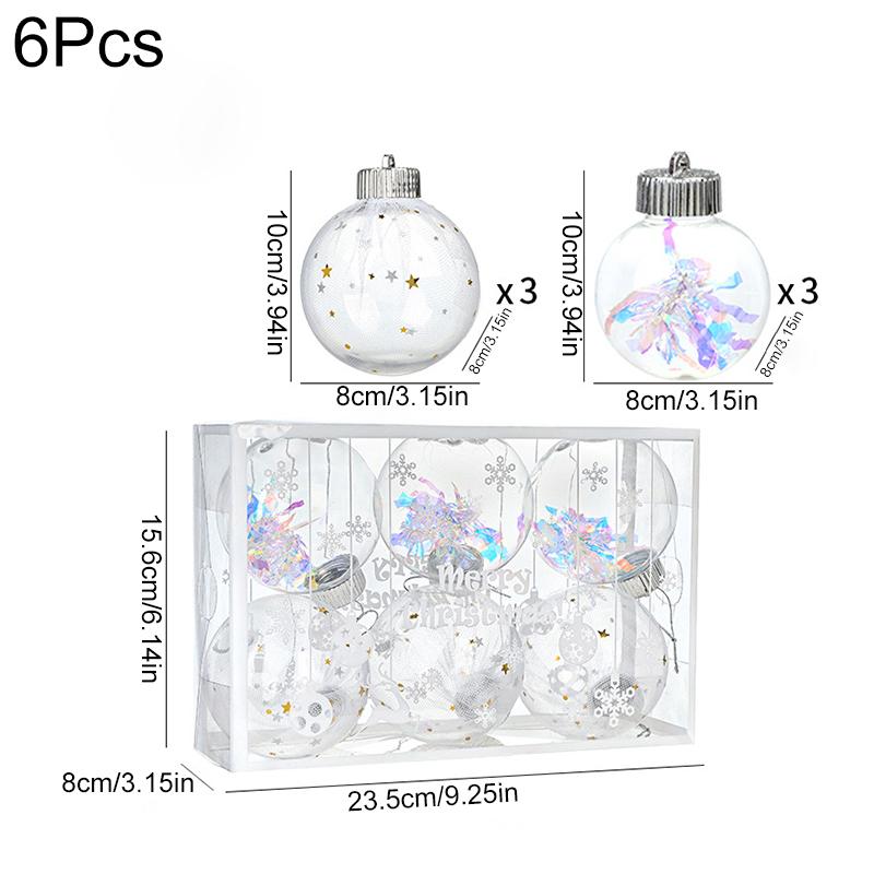 Christmas Transparent Home Decoration Mesh Design Exquisite Christmas Ornaments Venue Decoration Prop 6/12PCS/Set