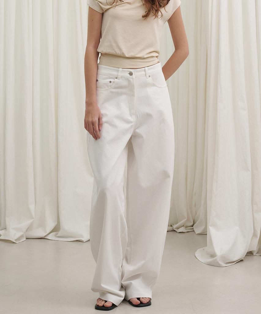 MARROT Curved Cotton Pants_White