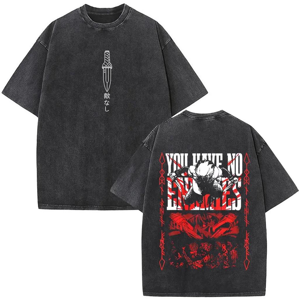 Summer Fashion Mens Women Casual Oversized Tshirts Anime Vinland Saga Tshirt Manga Thorfinn Karlsefni Vintage Washed T Shirt