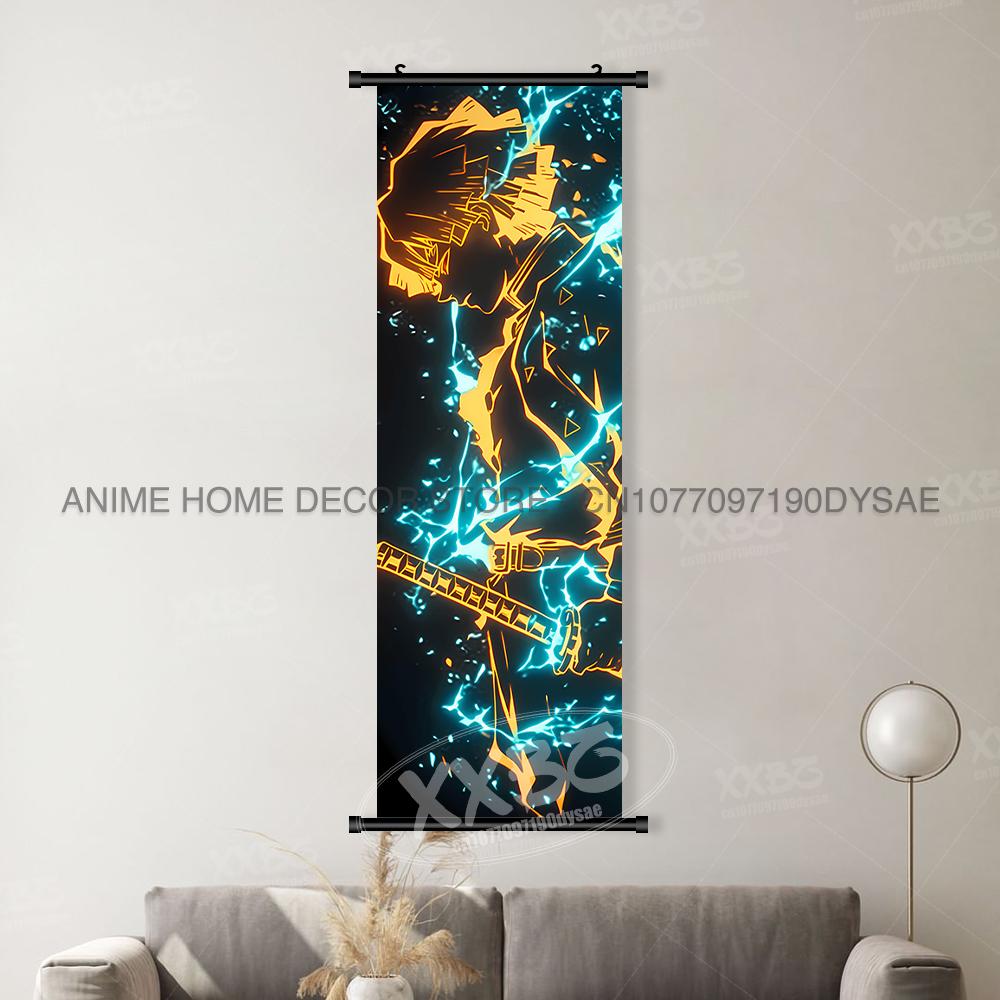 Demonen doder:Kimetsu No Yaiba Posters Canvas Huisdecoratie Anime Hangende Schilderijen Wandkunst Kamer Decoratie Schilden Afbeeldingen (as the picture,25x75cm(10x30inch)) gray