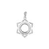 Ethnic Style Copper Necklace with DIY Round Huazi Diamond Cabochon Setting, Imitation 925 Silver, 6-10mm.