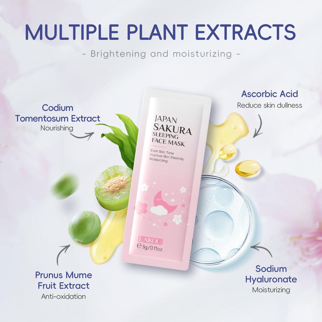 LAIKOU Cherry Blossom, Centurion, Snail Seaweed Collagen Night Facial Mask