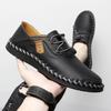 Herr Blå Mockasiner Vandringsskor Slip-on Handgjorda Körskor Casual Läder Breda Utomhusskor Större Storlekar