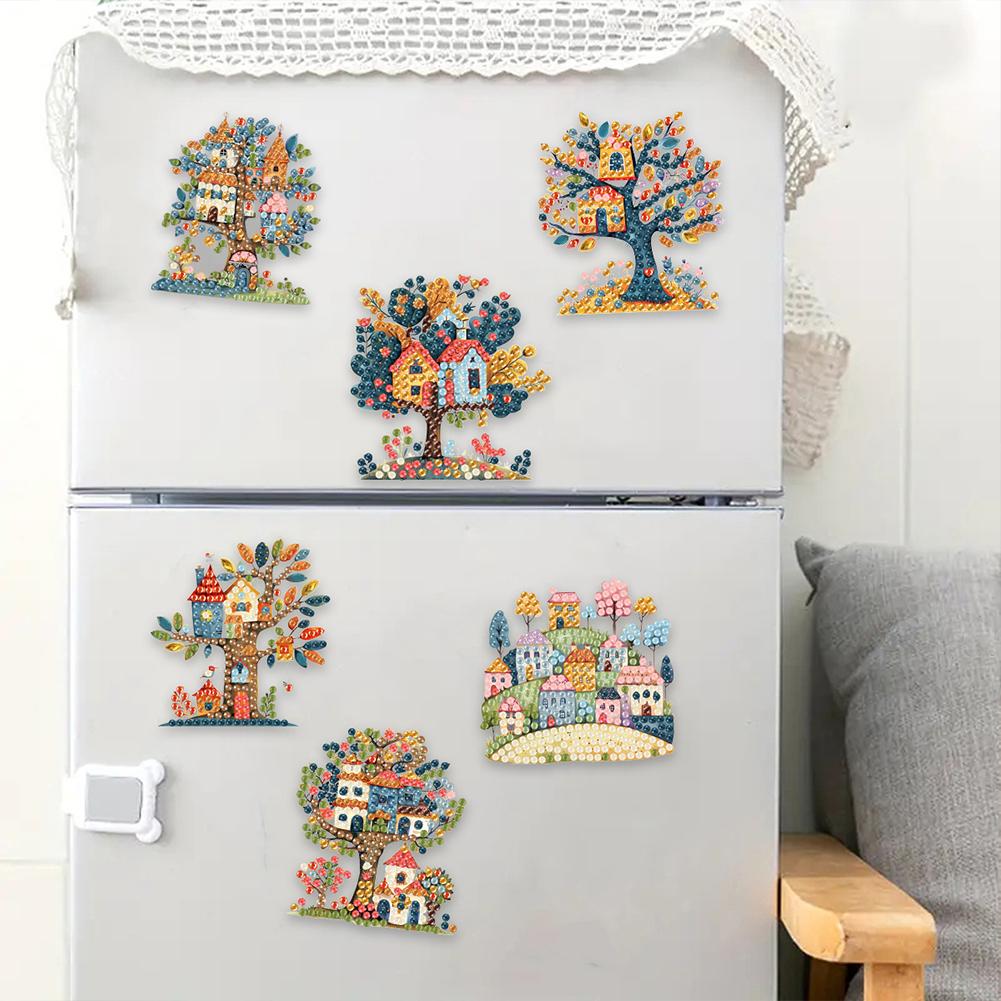 6Pcs Acrylic Animal Diamond Art Fridge Magnet Diamond Painting Refrigerator Magnet DIY Fridge Stickers for DIY Crafts Party Gift