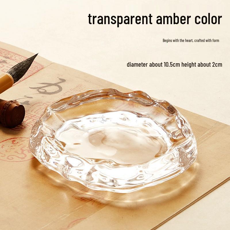 Small Crystal Ink Dish for Calligraphy – Chinese Painting Water Bowl and Brush Rest.