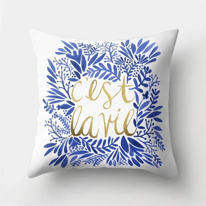 Tropical  Letter Flower Plant Polyester Pillowcase Sofa Living Room Home Decoration Car Waist Cushion Cover