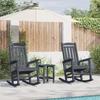 VidaXL 3-Piece Garden Lounge Set Navy Blue HDPE 2 Rocking Chairs With Table For Relaxing UV Resistant 3335815