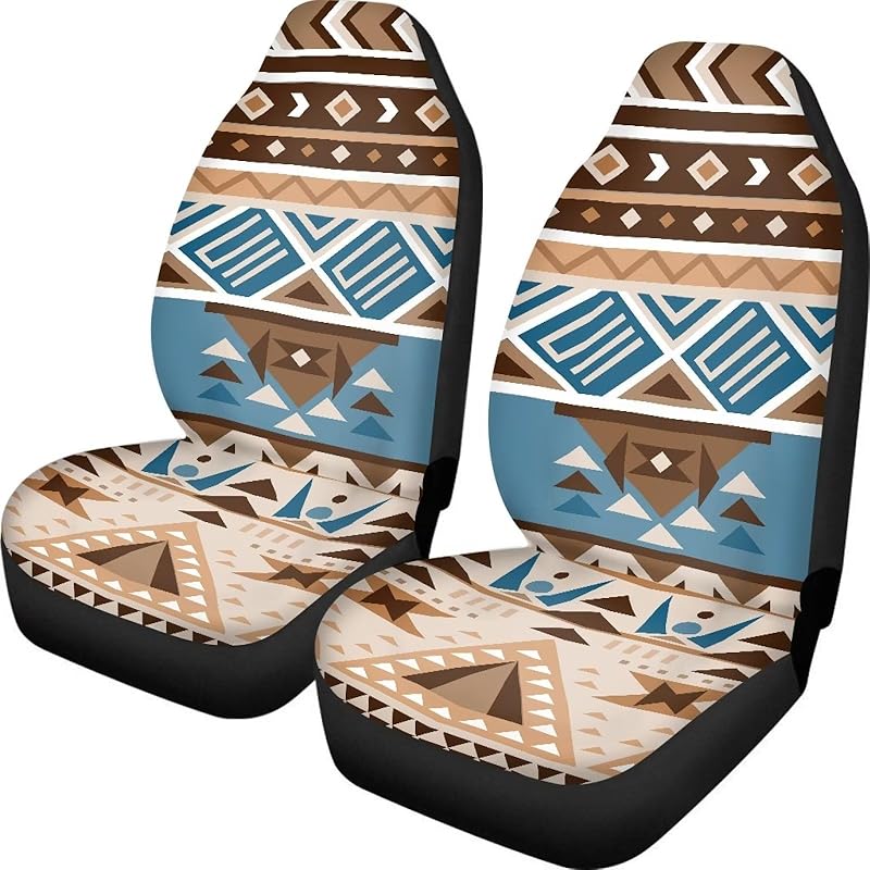 Dreaweet Navajo Print Car Seat Covers for Men Women Southwest Pattern Front Seat Protector Cover Full Set of 2pc Universal Size for Car, Truck or