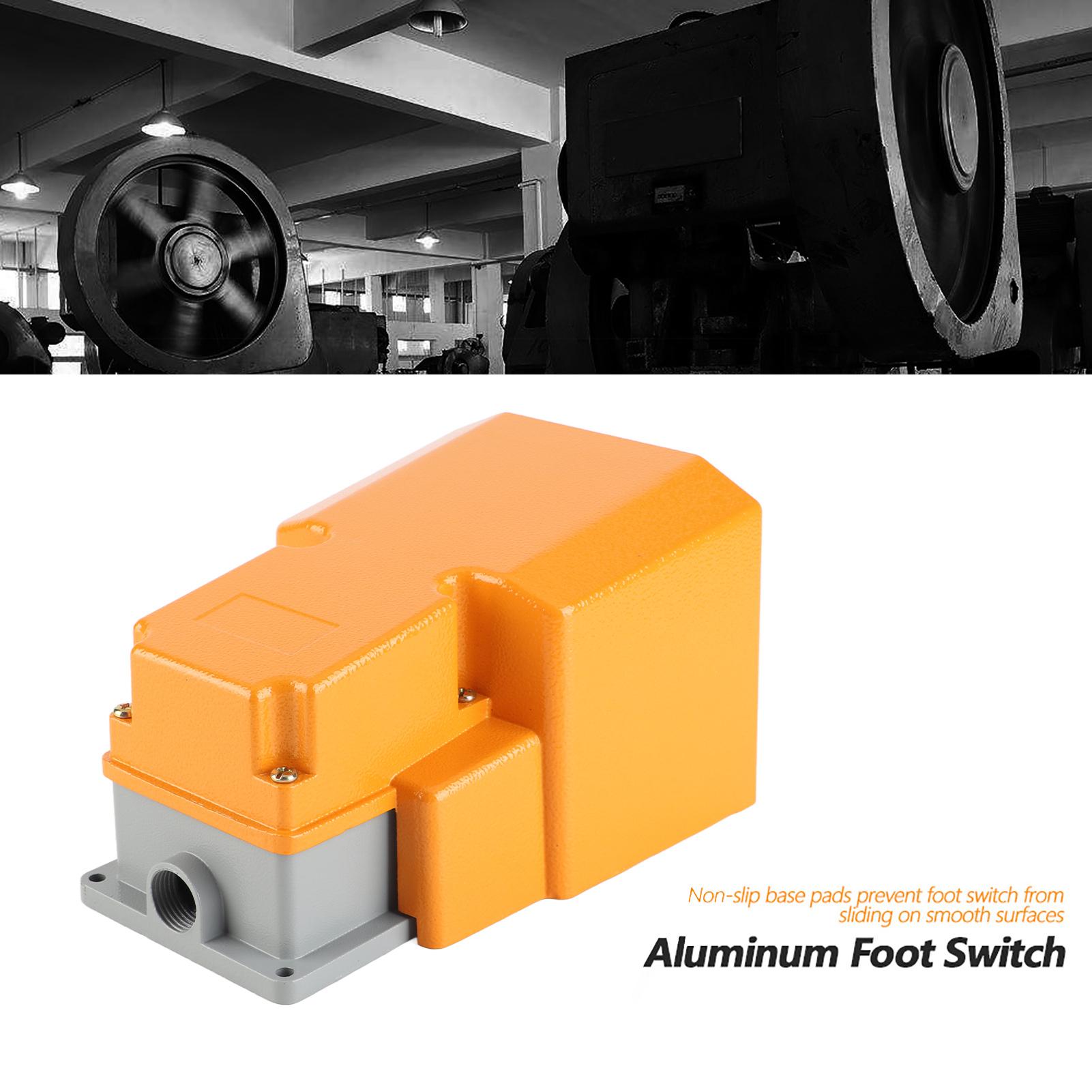 

250V 10A Aluminum Alloy Oil Resistant CorrosiOn Resistant Foot Pedal OnOff Switch with Guard білий