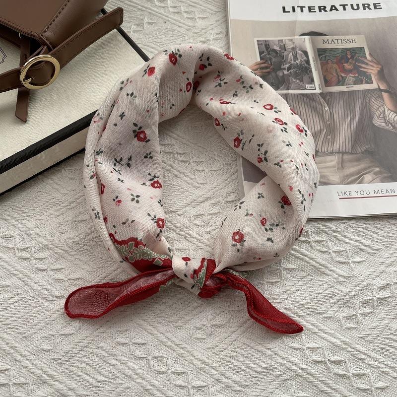 58*58cm Baumwoll-Quadrat-Schal Bandana, Kopfbedeckungen für Frauen, Kopftuch Taschentuch, Quadratischer Schal Stirnband, Vielseitige Schals für Frauen