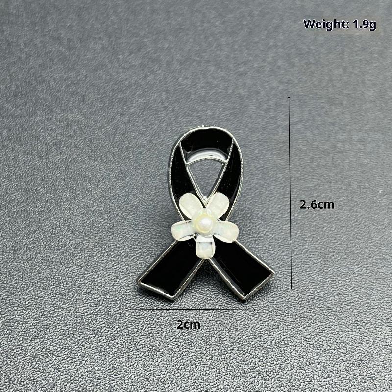 1Pcs French Romantic Pearl Brooches Jewelry Black Ribbon Awareness Pin Funeral Ribbon Badges Diy Accessories