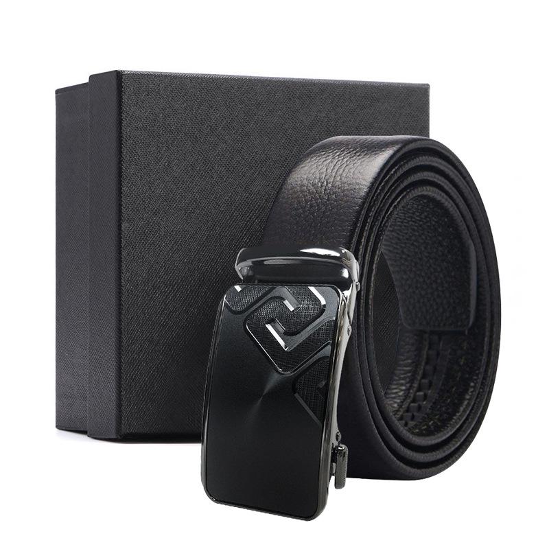 Belt Men's Premium Business Gift Box First Layer Cowhide Belt Alloy Button Head Gift High-end Automatic Buckle Belt
