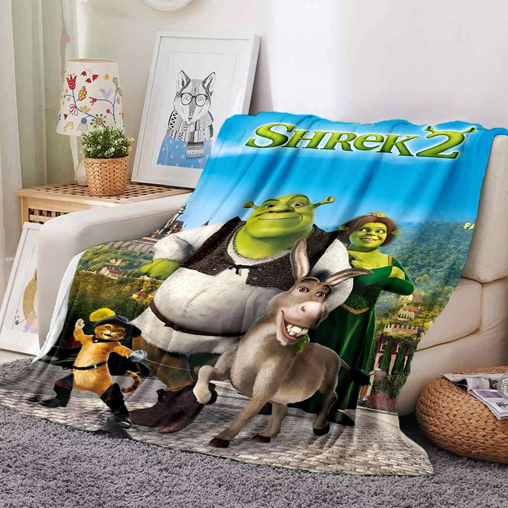 Shrek Theme Printed Blanket - Perfect for Couch, Bed, Travel & Outdoor Use | Machine Washable, Cozy & Durable.
