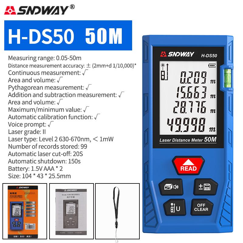 SNDWAY Laser Distance Meter 40M 60M 80M 100M 120M Rangefinder Trena Digital Range Finder Tape Measure Device Ruler Test Tool