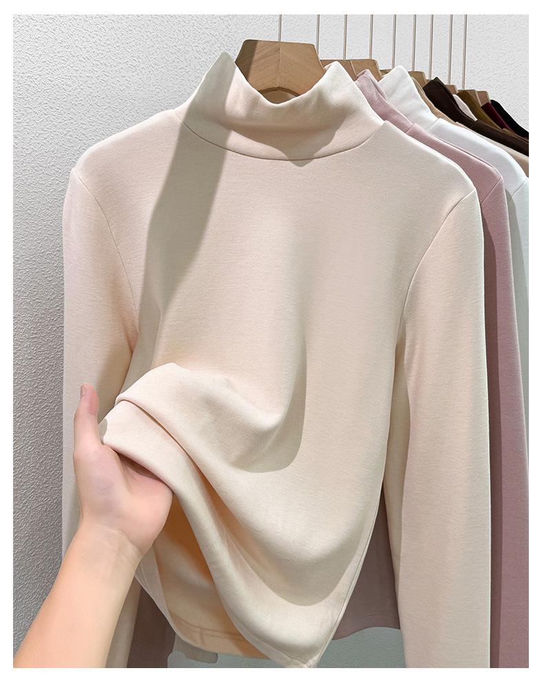 Women's 2025 Warm High-Neck Base Layer Top, Thickened Silk with Lambswool Lining