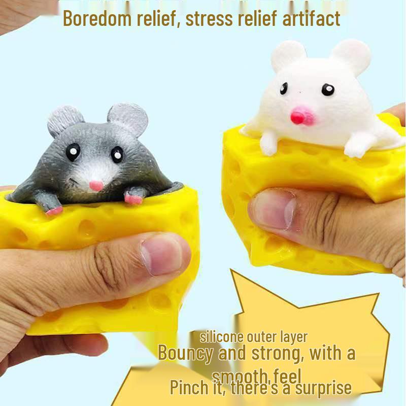 Cheese Mouse Stress Relief Squeeze Toy - Decompression Prank Gift