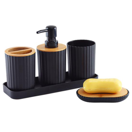 5Pcs/Set Bathroom Accessories Set Toothbrush Holder Lotion Dispenser Mouthwash Cup Tray Soap Dish Geometric Appearance Bathroom Accessories Set