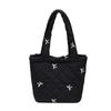 Fashion Nylon Bucket Bag Ins Style Portable Handbag Bow Embroidered Jacket Bag Outdoor Activities